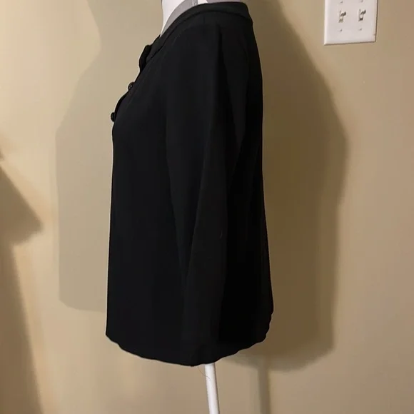 Black Talbots Knit Top w/ black Jeweled Buttons Size Medium - Picture 4 of 6